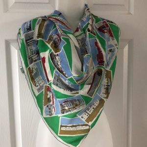 VTG Carol Stanley Bon Voyage Postcard Square Scarf. Rare find